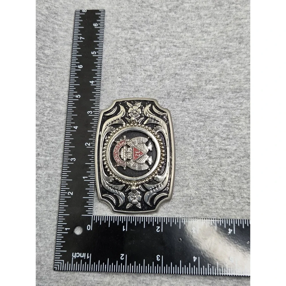 Vintage Masonic 32nd Degree Freemasonry Badge Belt Buckle Scottish Rite